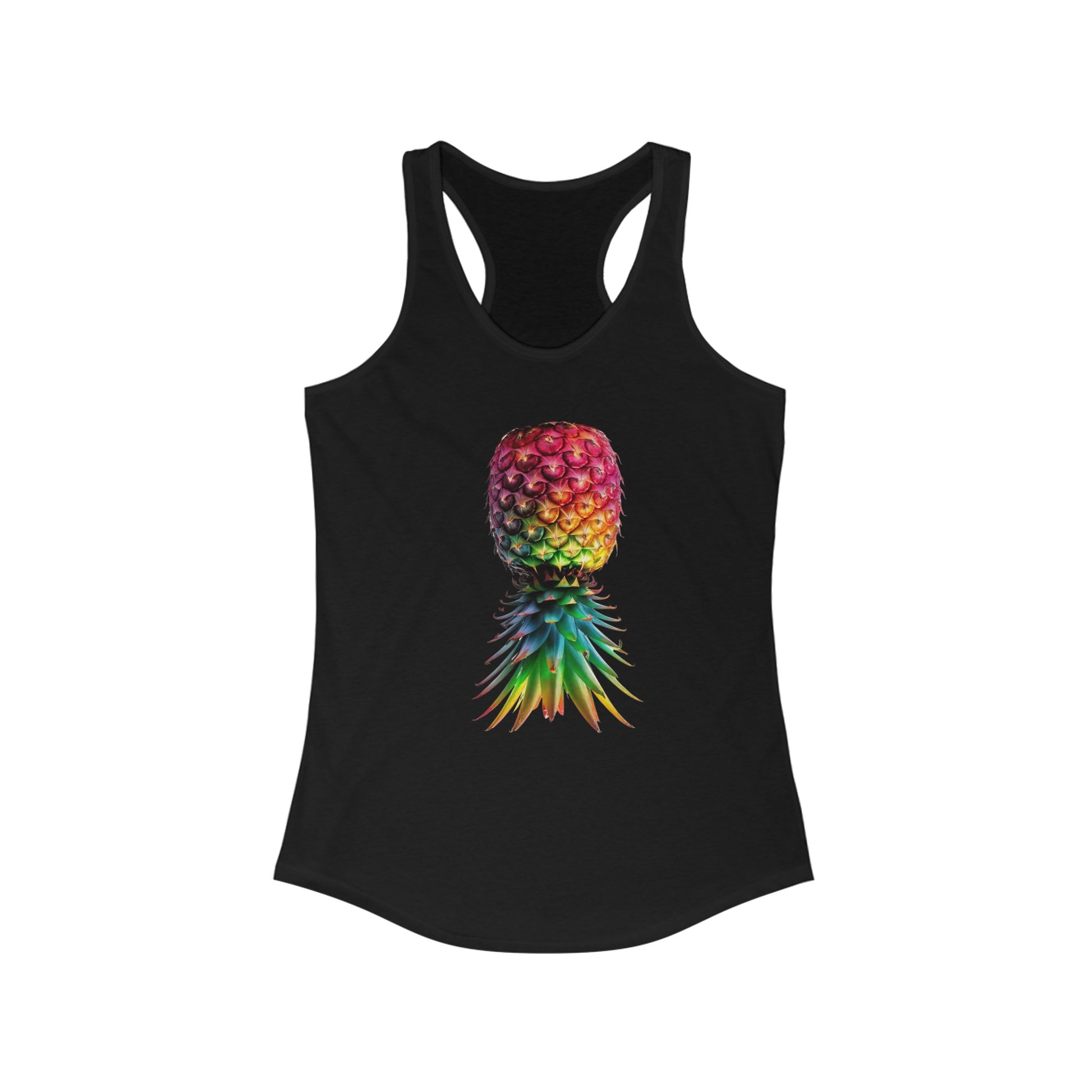 The Stamina for Men Women's Upside-down Pineapple black Top | QOS front view