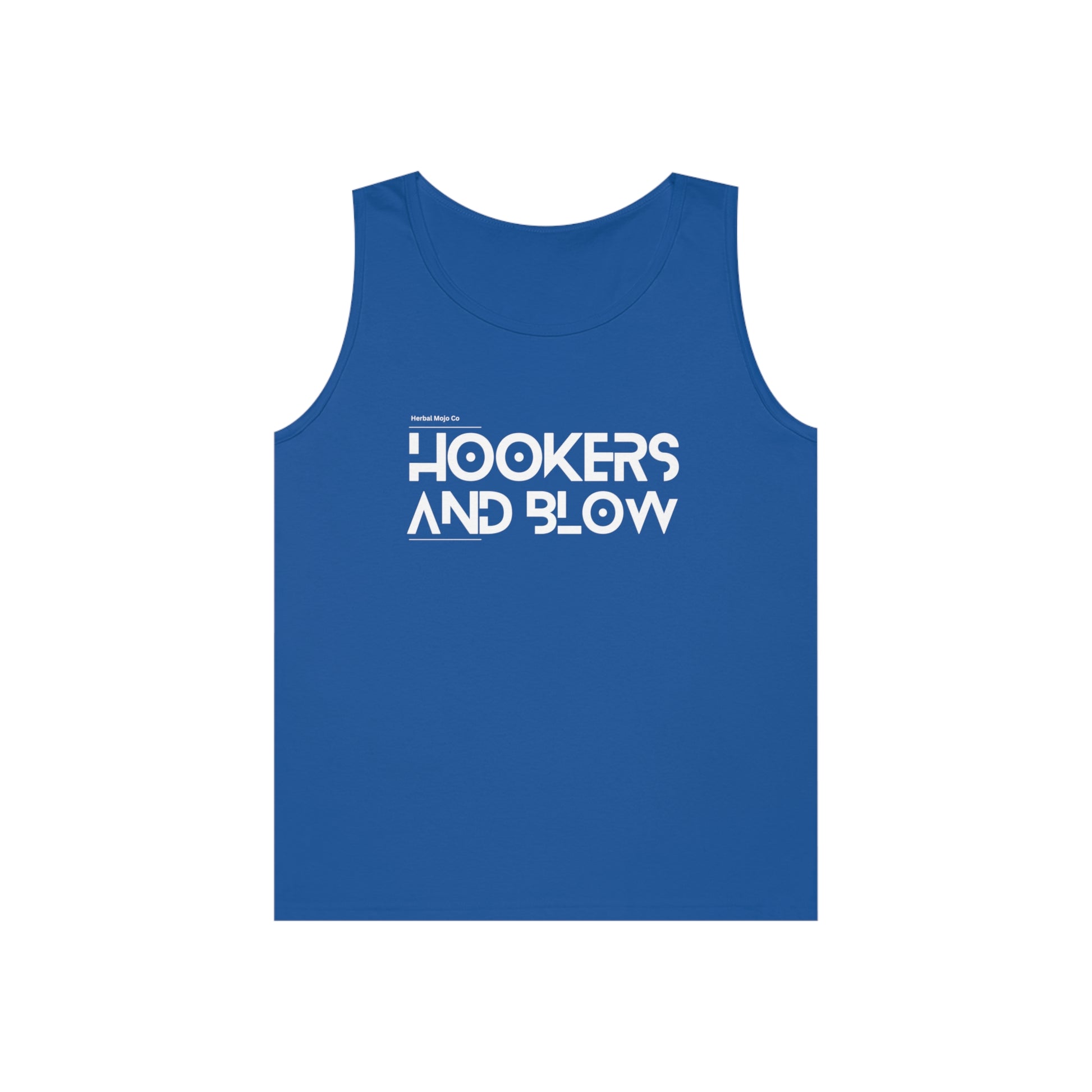 The Stamina for Men Hookers & Blow unisex Royal Blue cotton tank top product shot with white background