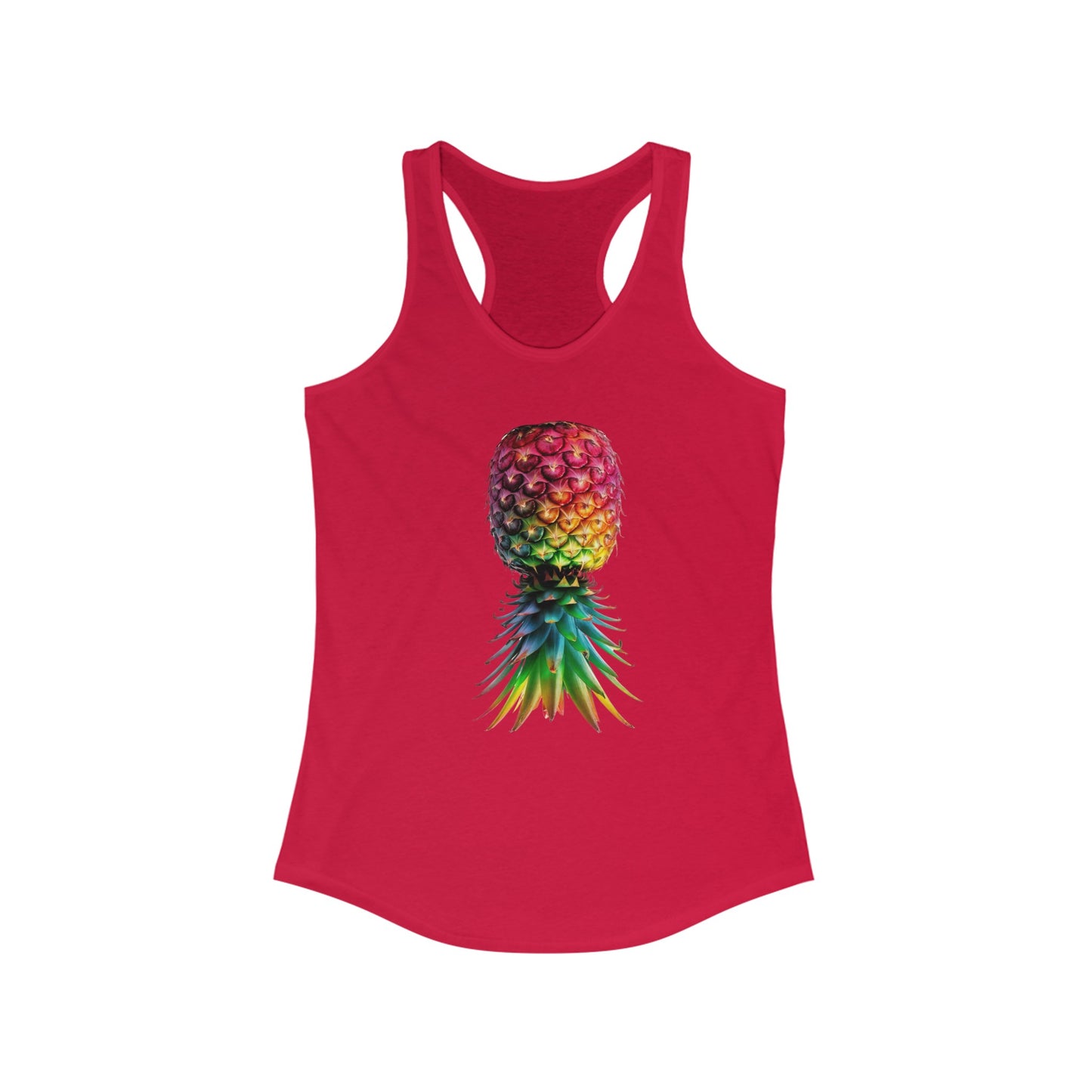 The Stamina for Men Women's Upside-down Pineapple red Top | QOS front view