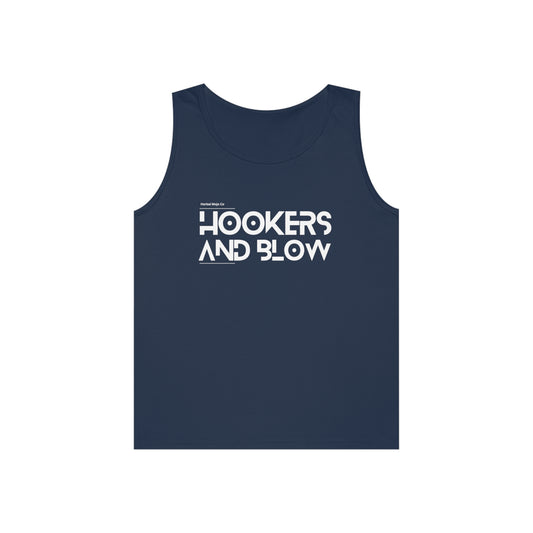 Stamina for Men Hookers & Blow unisex cotton tank top product shot with white background