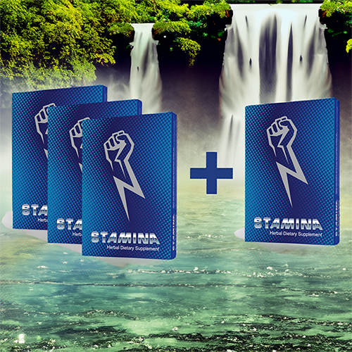Stamina for Men wanting instant erections - bonus packet - set to a rainforest with waterfall background